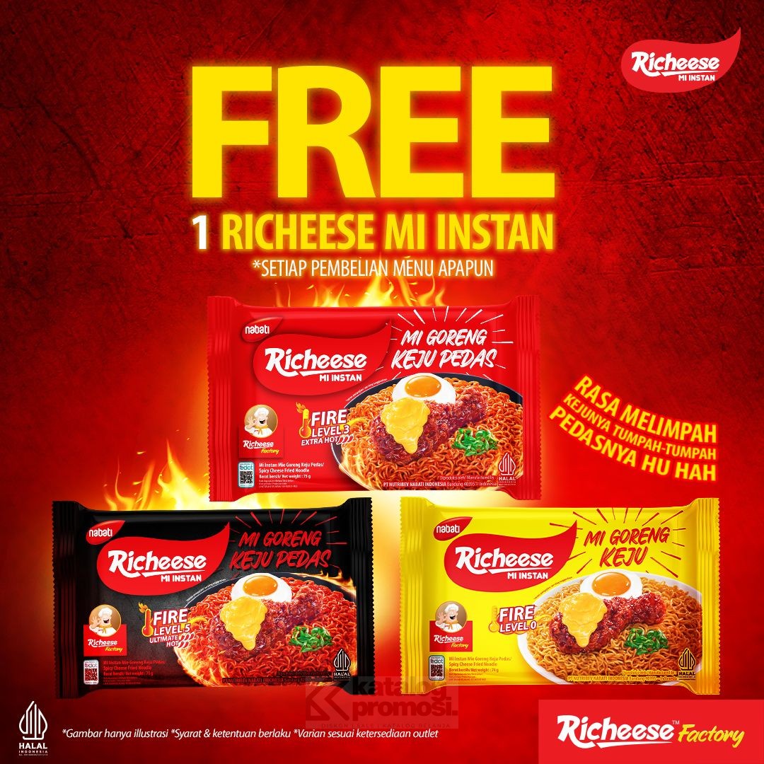 RICHEESE FACTORY Promo GRATIS Richeese Mi Instan setiap pembelian Menu Apapun