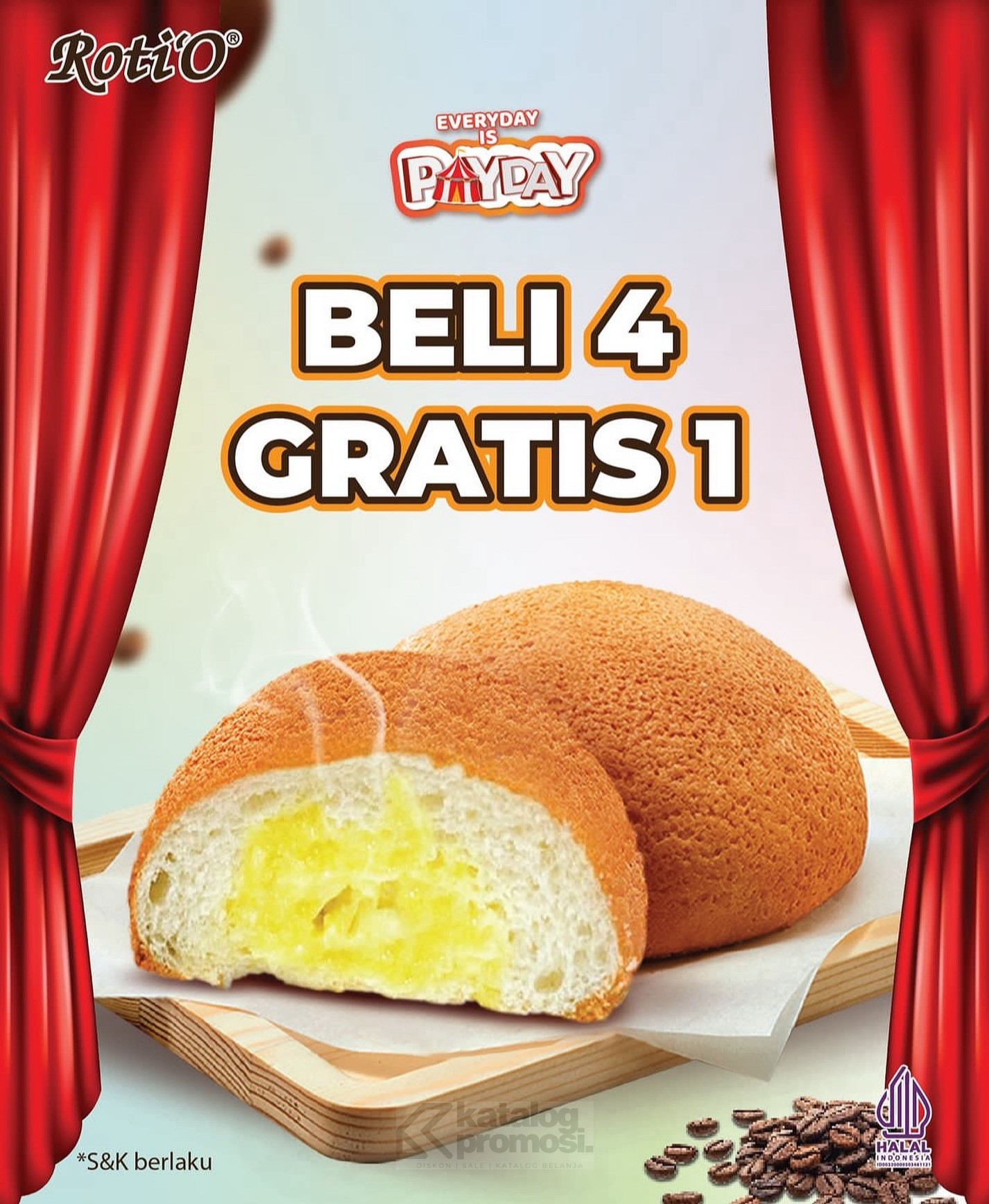 Promo ROTI’O PAYDAY BELI 4 GRATIS 1!