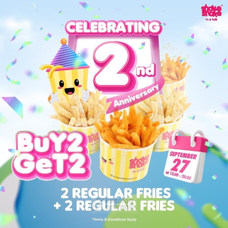 Promo Shake Shake in A Tub 2nd Anniversary - Buy 2 Get 2 Regular Fries*