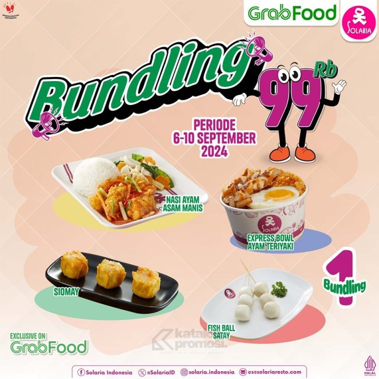 Promo SOLARIA BUNDLING SPESIAL GRABFOOD cuma Rp. 99RIBU AJA!