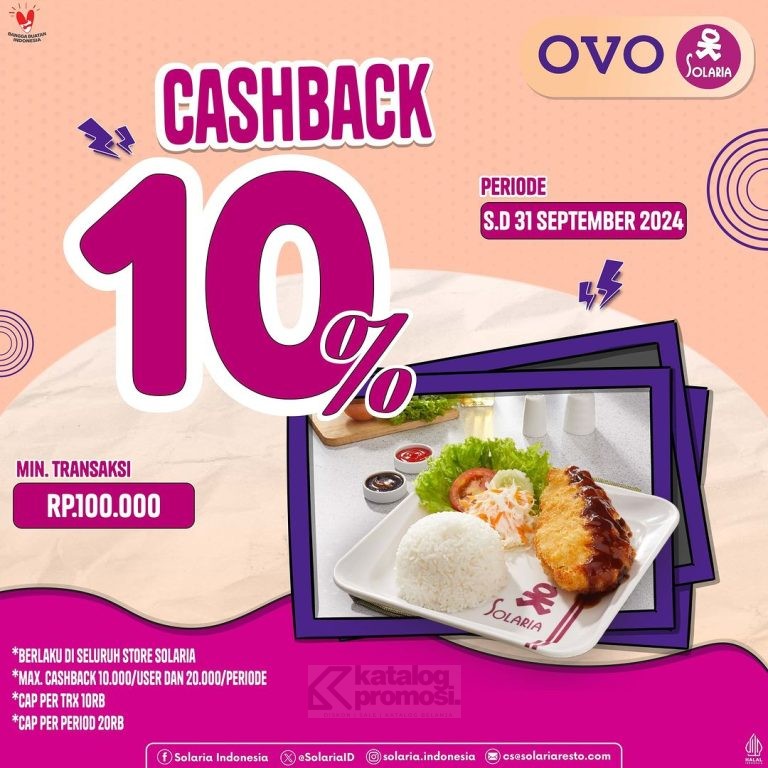 Promo OVO Solaria Cashback 10%