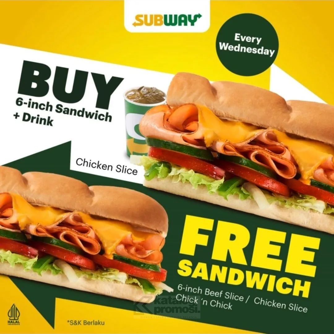 Promo SUBWAY SPECIAL BUY 1 GET 1 FREE*