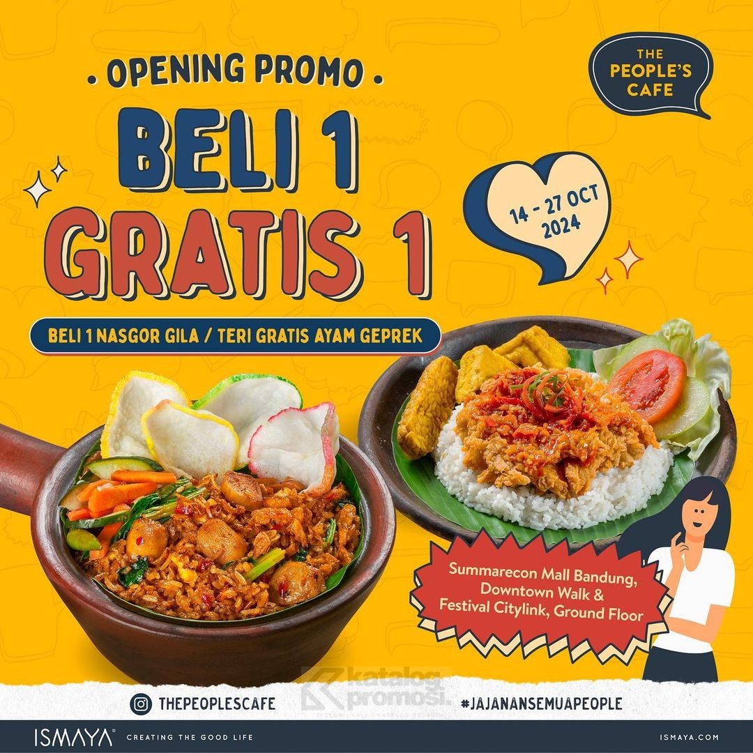 Promo Opening The People’s Cafe Bandung – Dapatkan Beli 1 Gratis 1 Menu*