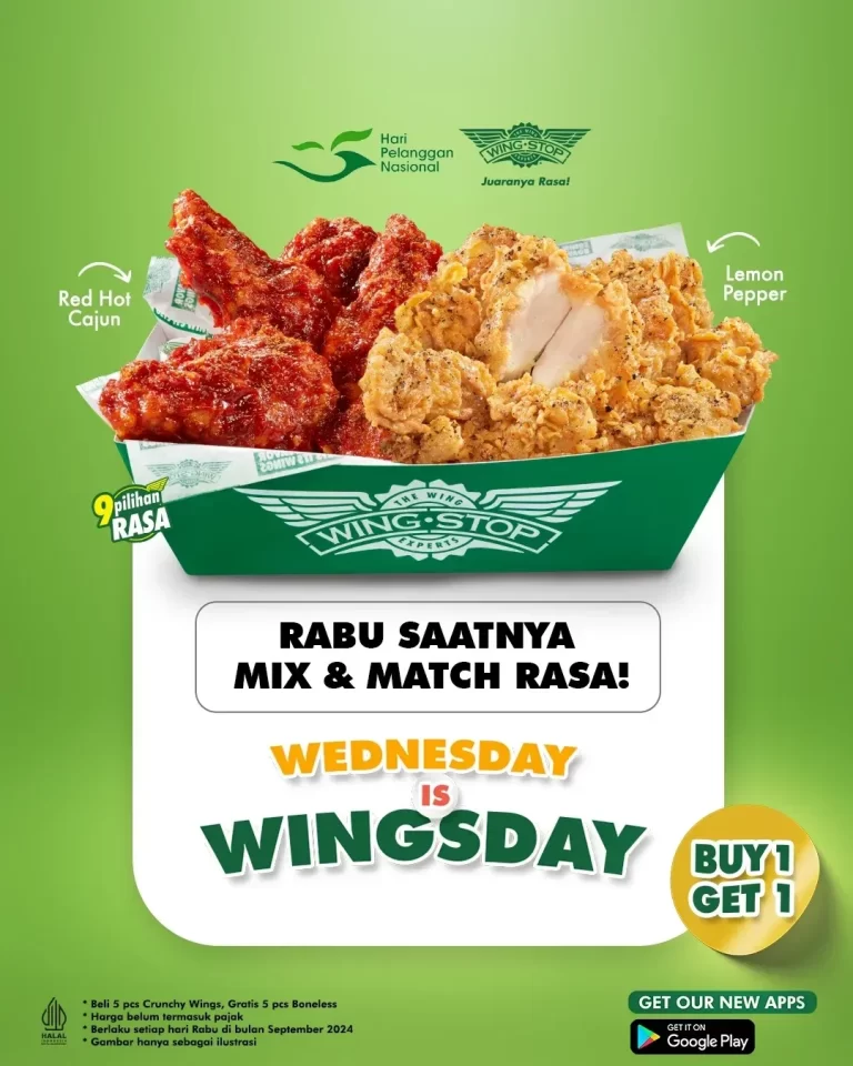 Promo WINGSTOP WEDNESDAY is WINGSDAY - BUY 5 Crunchy Wings Get FREE 5 Boneless