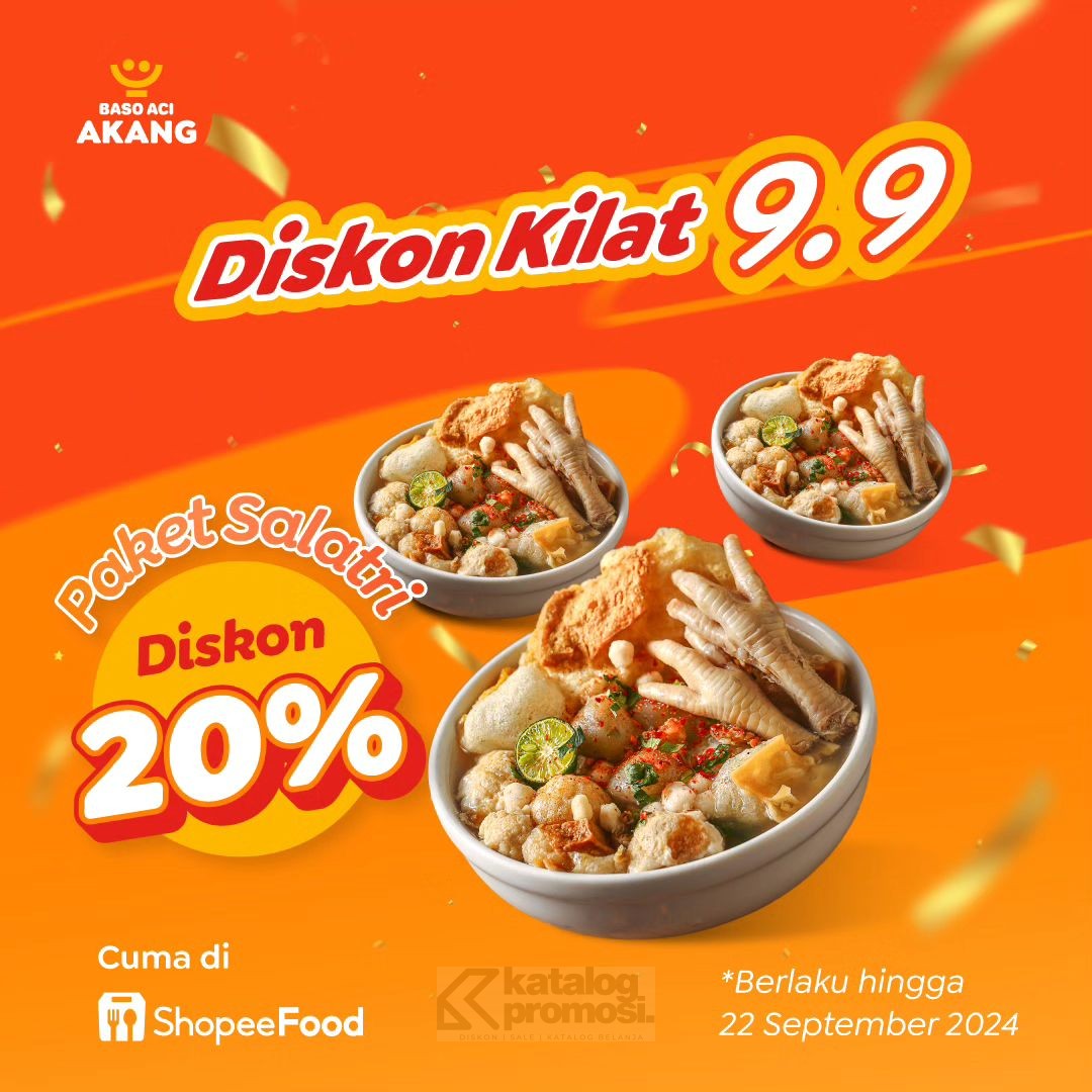 Promo 9.9 Baso Aci Akang ShopeeFood Diskon 20% untuk Paket Salatri