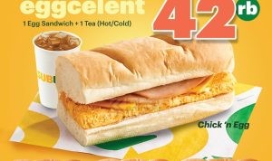 Promo SUBWAY EGGCELENT - PAKET EGG SANDWICH + TEA cuma Rp. 42RIBU