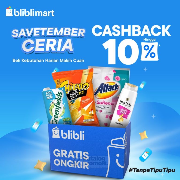 Kebutuhan Harian Savetember Ceria di BlibliMart dapatkan CASHBACK 10%