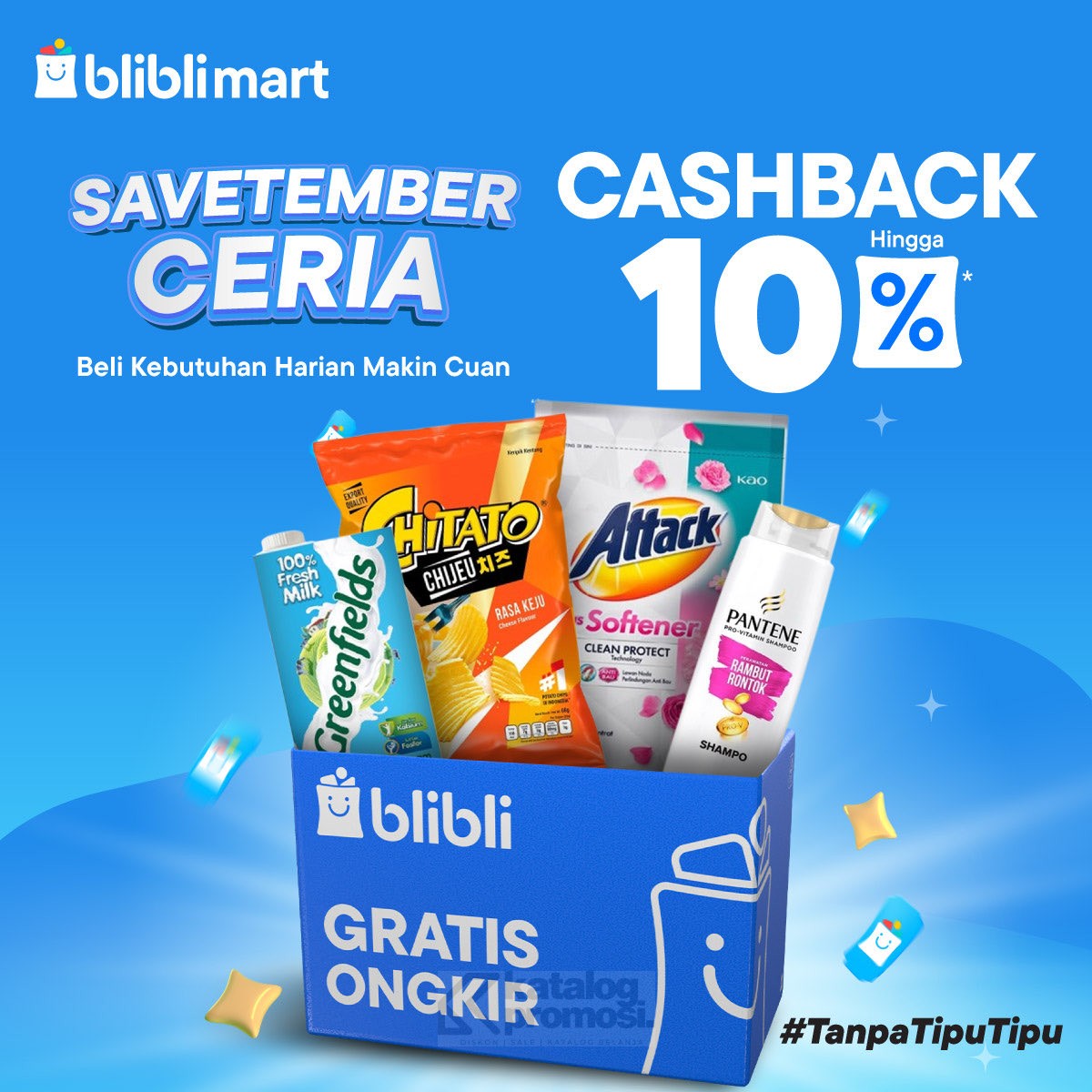 Kebutuhan Harian Savetember Ceria di BlibliMart dapatkan CASHBACK 10%