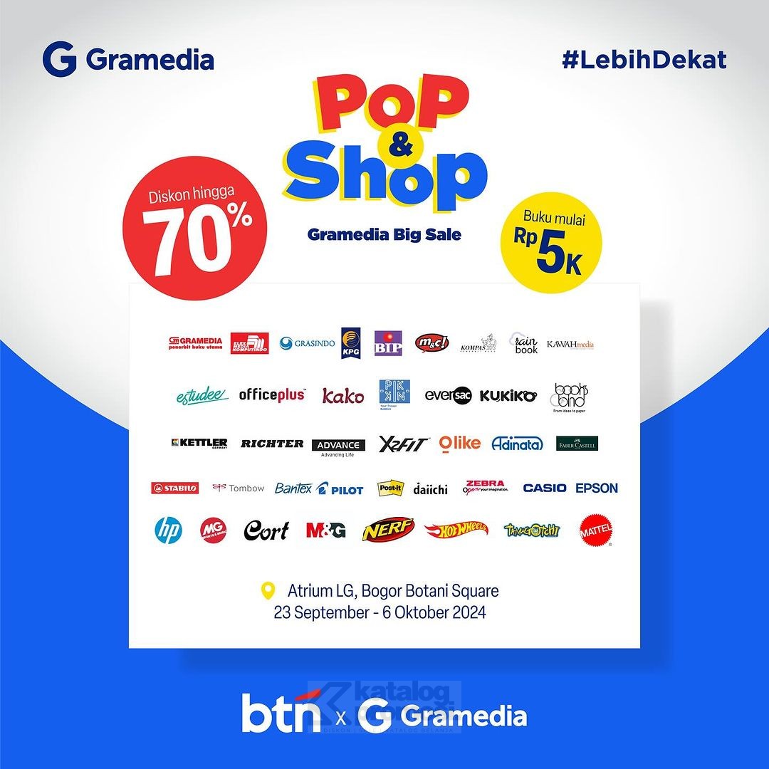 Pop & Shop Gramedia Big Sale Ikuti Aktivitas Seru dan dapatkan Diskon Besar-Besaran