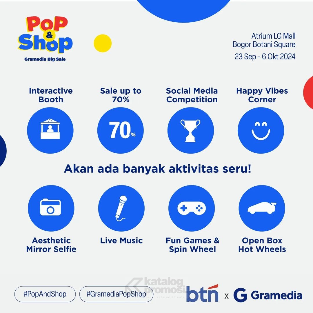 Pop & Shop Gramedia Big Sale Ikuti Aktivitas Seru dan dapatkan Diskon Besar-Besaran