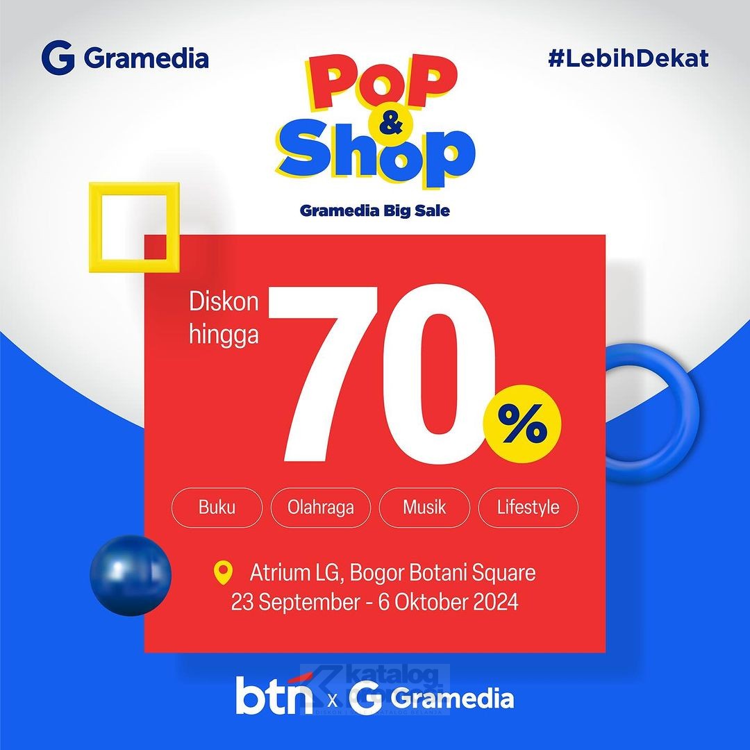 Pop & Shop Gramedia Big Sale Ikuti Aktivitas Seru dan dapatkan Diskon Besar-Besaran