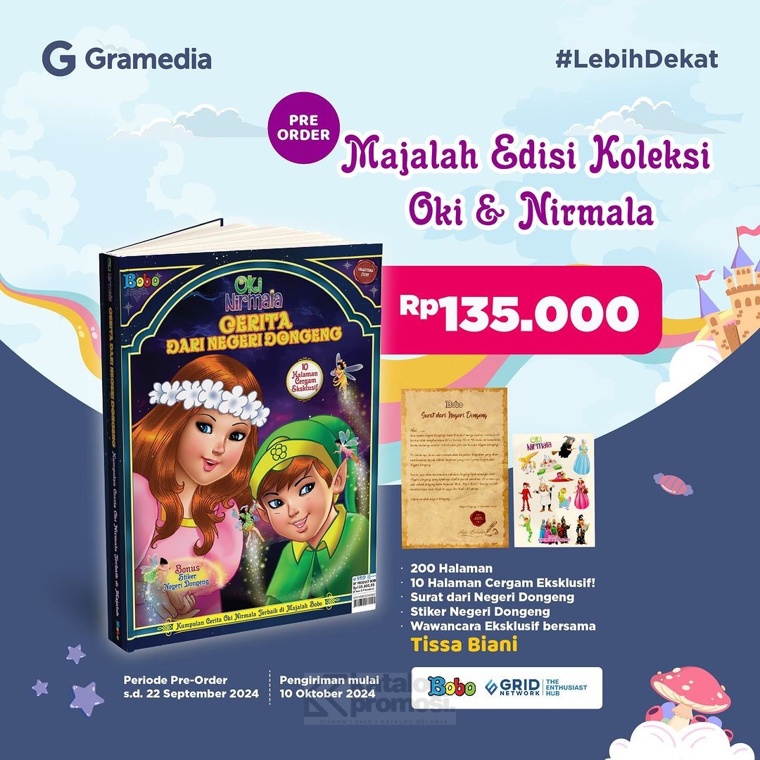 Pre-Order Majalah Edisi Koleksi Oki dan Nirmala Eksklusif di Gramedia dapatkan Bonus Spesial