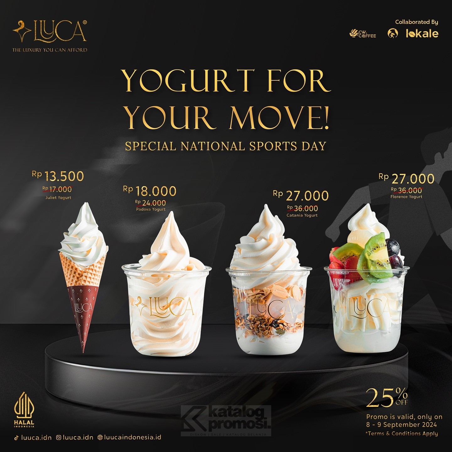 Promo 9.9 LUUCA ICE CREAM SPESIAL HARI OLAHRAGA NASIONAL, DISKON 25% untuk SOFT SERVE YOGURT