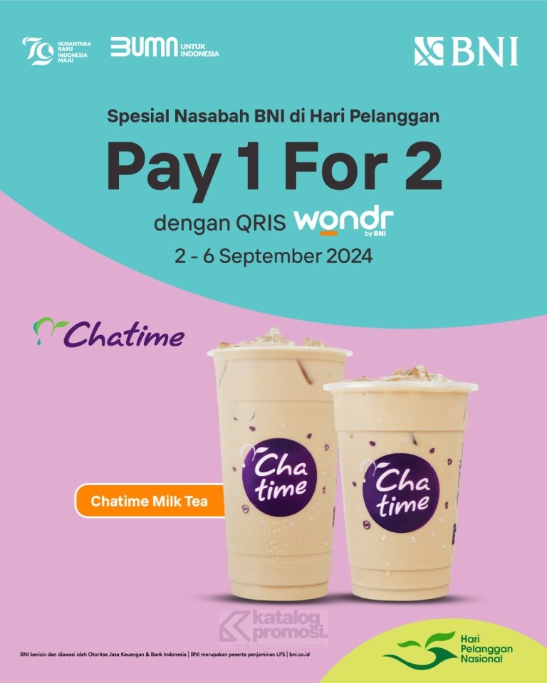 Promo CHATIME WONDR BNI Pay 1 For 2 dengan QRIS wondr by BNI