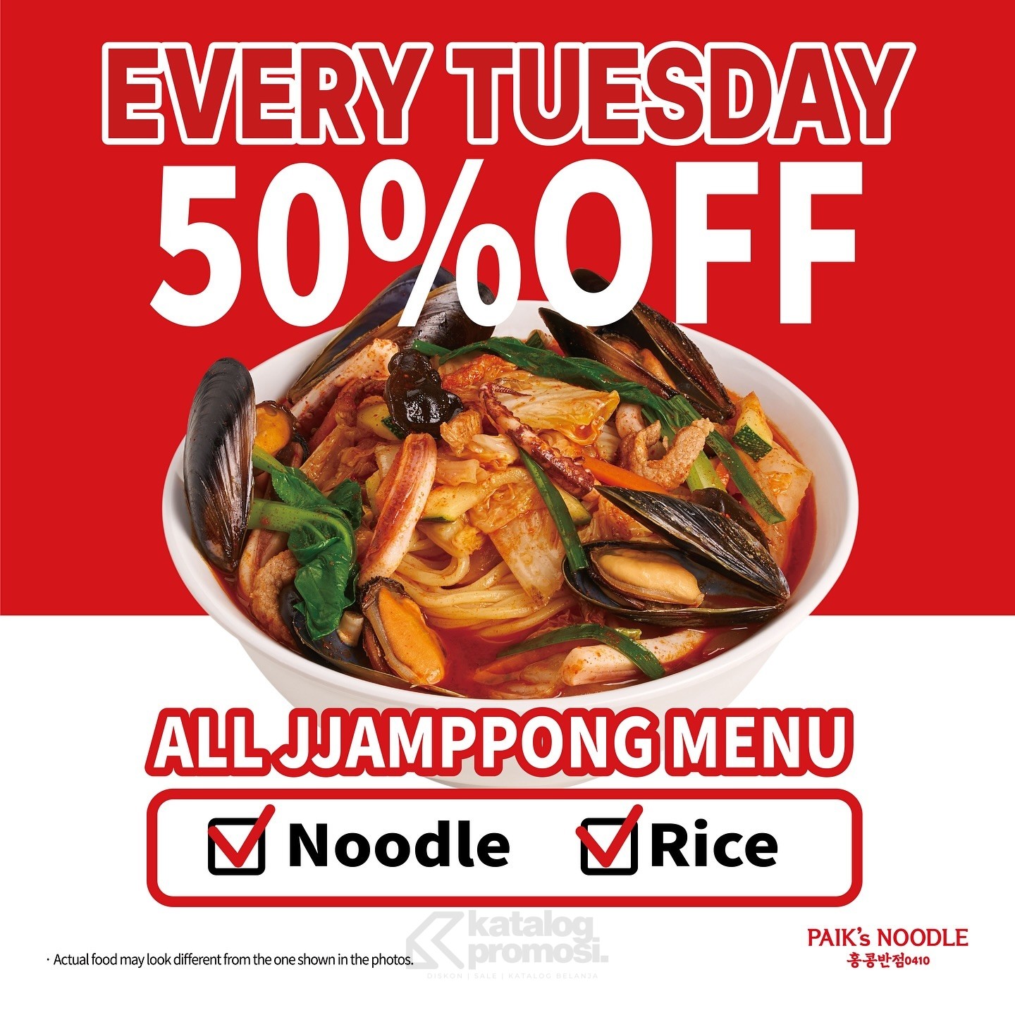 Promo Paik's Noodle Diskon 50% untuk semua menu Jjampong