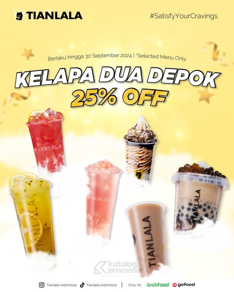 Promo Tianlala Kelapa Dua Depok dan Pondok Aren Diskon hingga 25% untuk menu pilihan