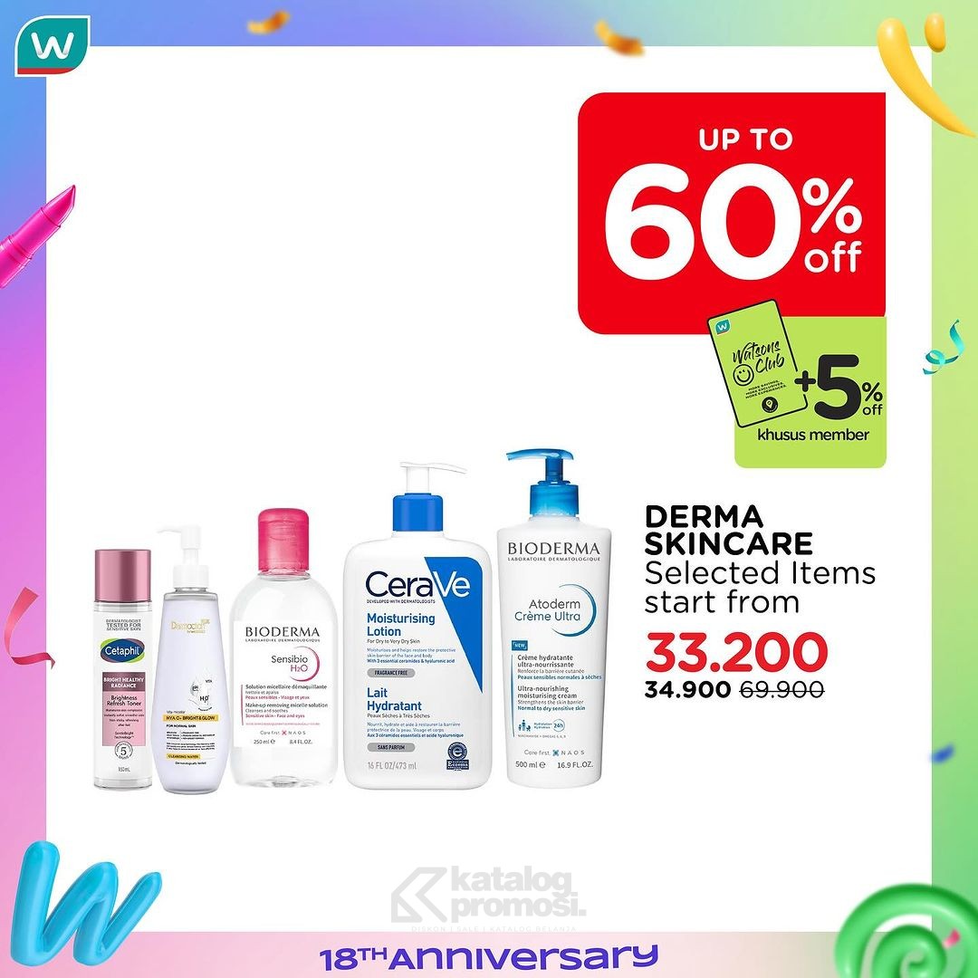 Watsons WEEKEND SPECIAL ANNIVERSARY! Diskon hingga 70% untuk Produk Beauty 