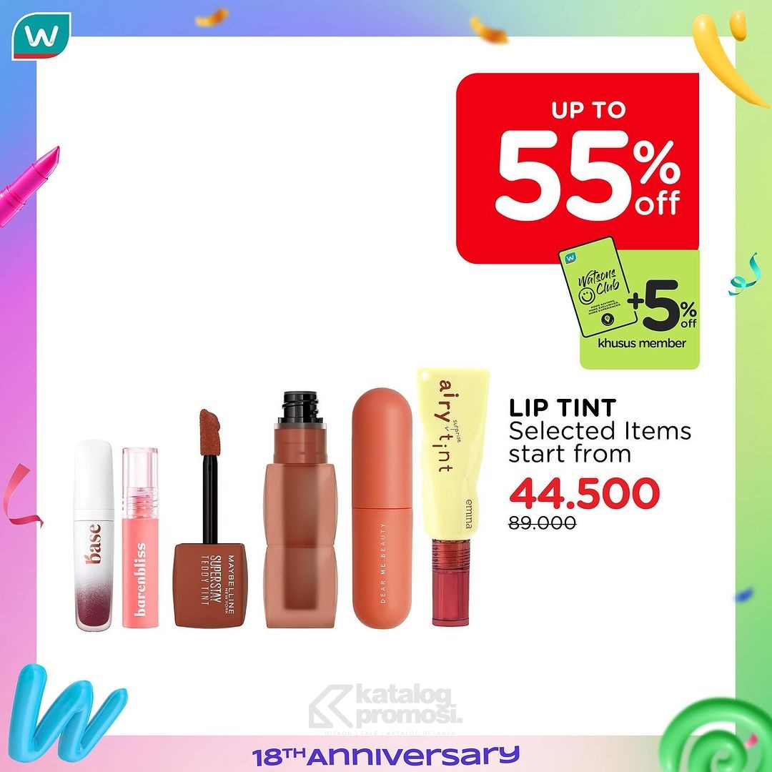 Watsons WEEKEND SPECIAL ANNIVERSARY! Diskon hingga 70% untuk Produk Beauty