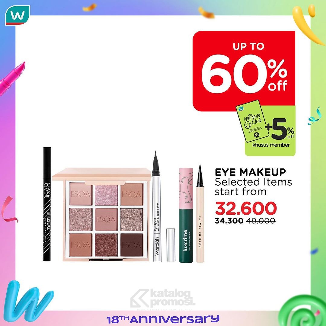 Watsons WEEKEND SPECIAL ANNIVERSARY! Diskon hingga 70% untuk Produk Beauty