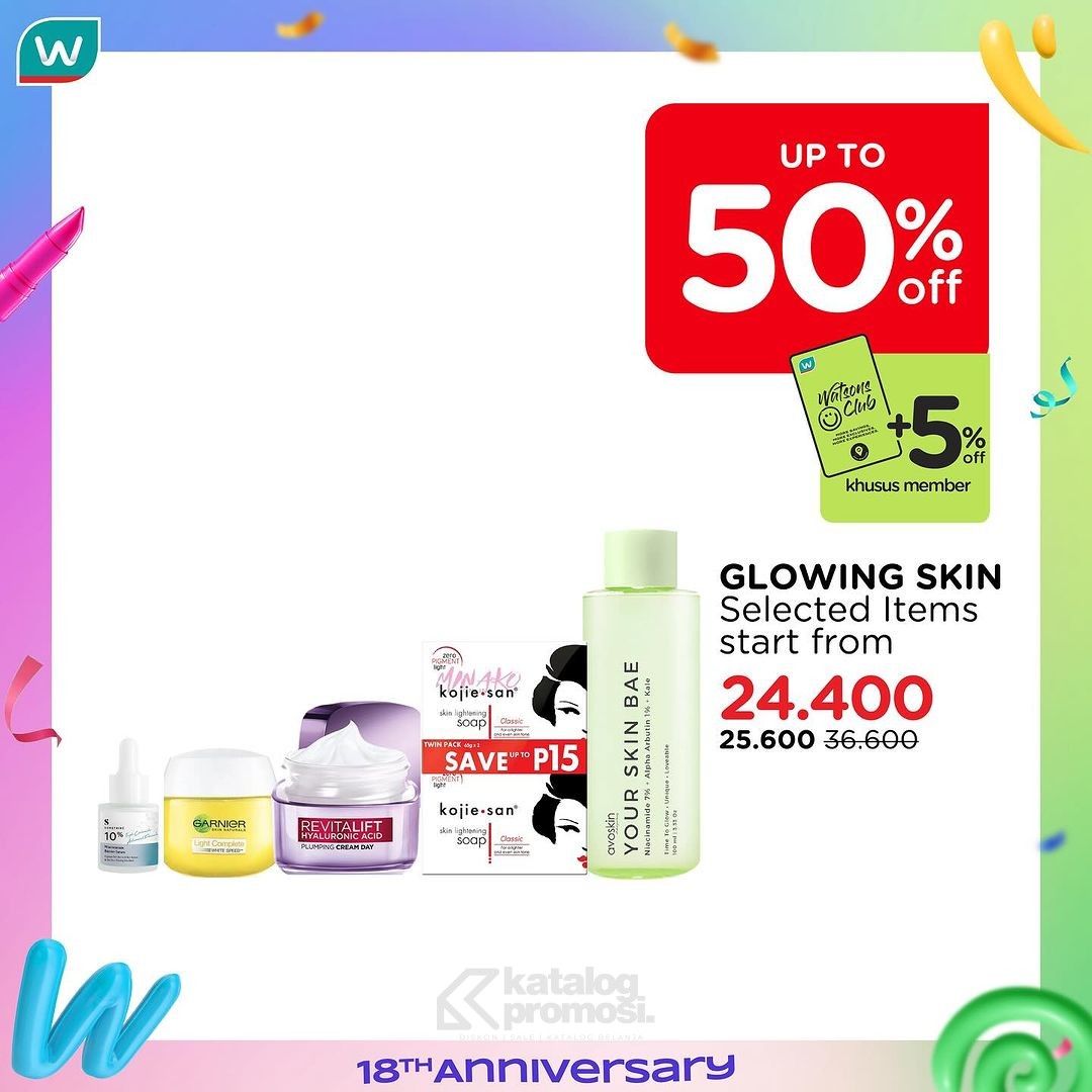 Watsons WEEKEND SPECIAL ANNIVERSARY! Diskon hingga 70% untuk Produk Beauty