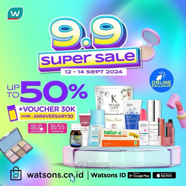 Watsons 9.9 Thank You Sale dapatkan Harga Diskon dan Extra Voucher!