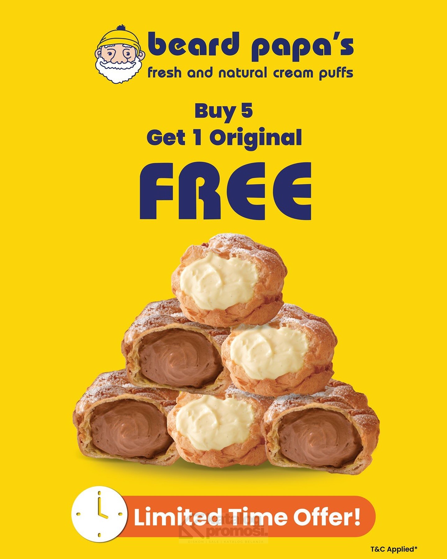 Promo BEARD PAPA'S Buy 5 Cream Puffs Get 1 FREE*