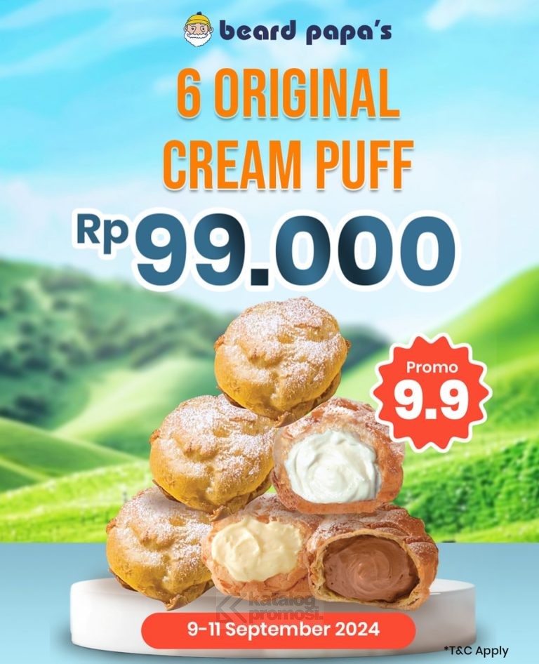 Promo 9.9 Beard Papa's Beli 6 Original Cream Puff Cuma Rp 99.000*