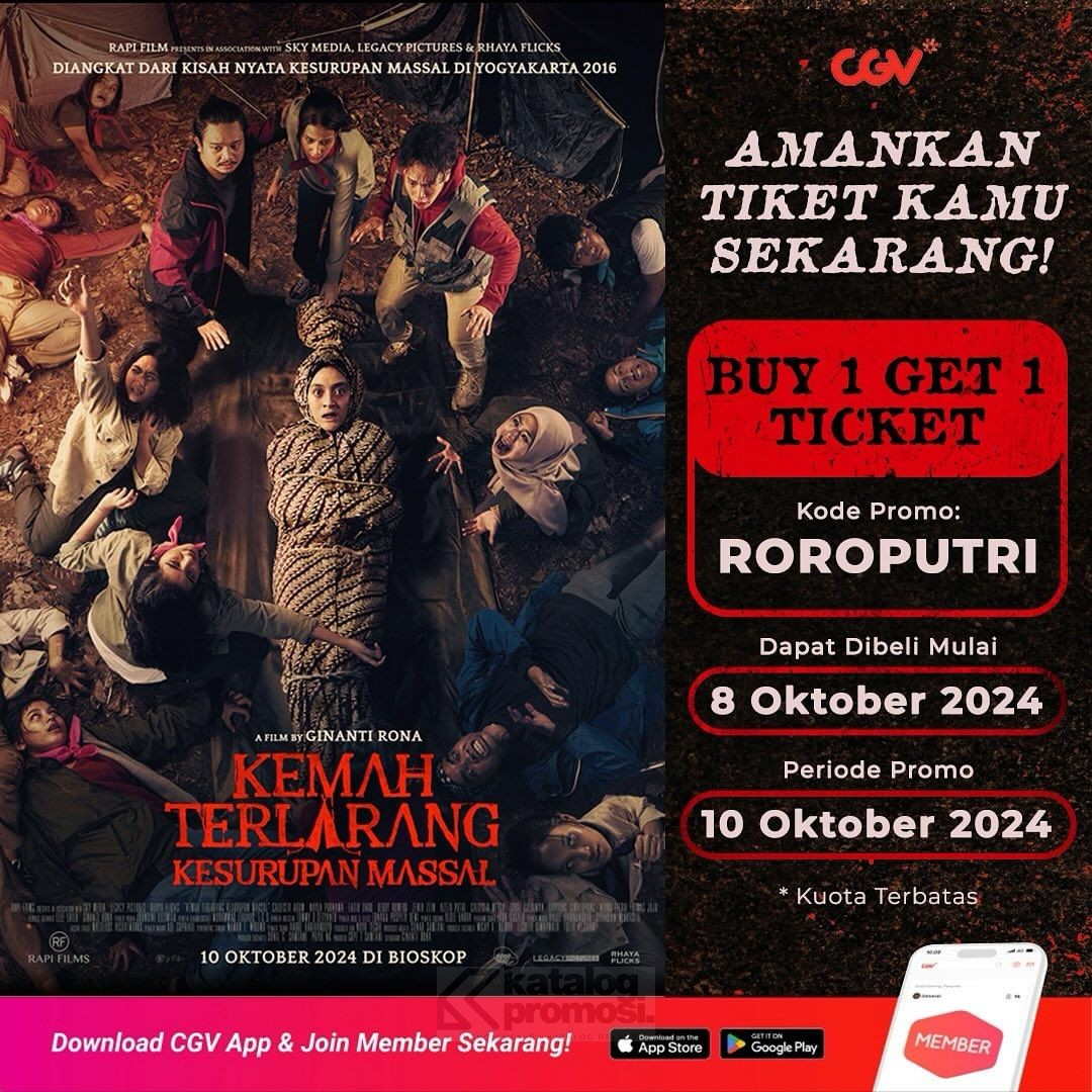 Promo CGV CINEMA BELI 1 GRATIS 1 tiket film Kemah Terlarang Kesurupan Massal