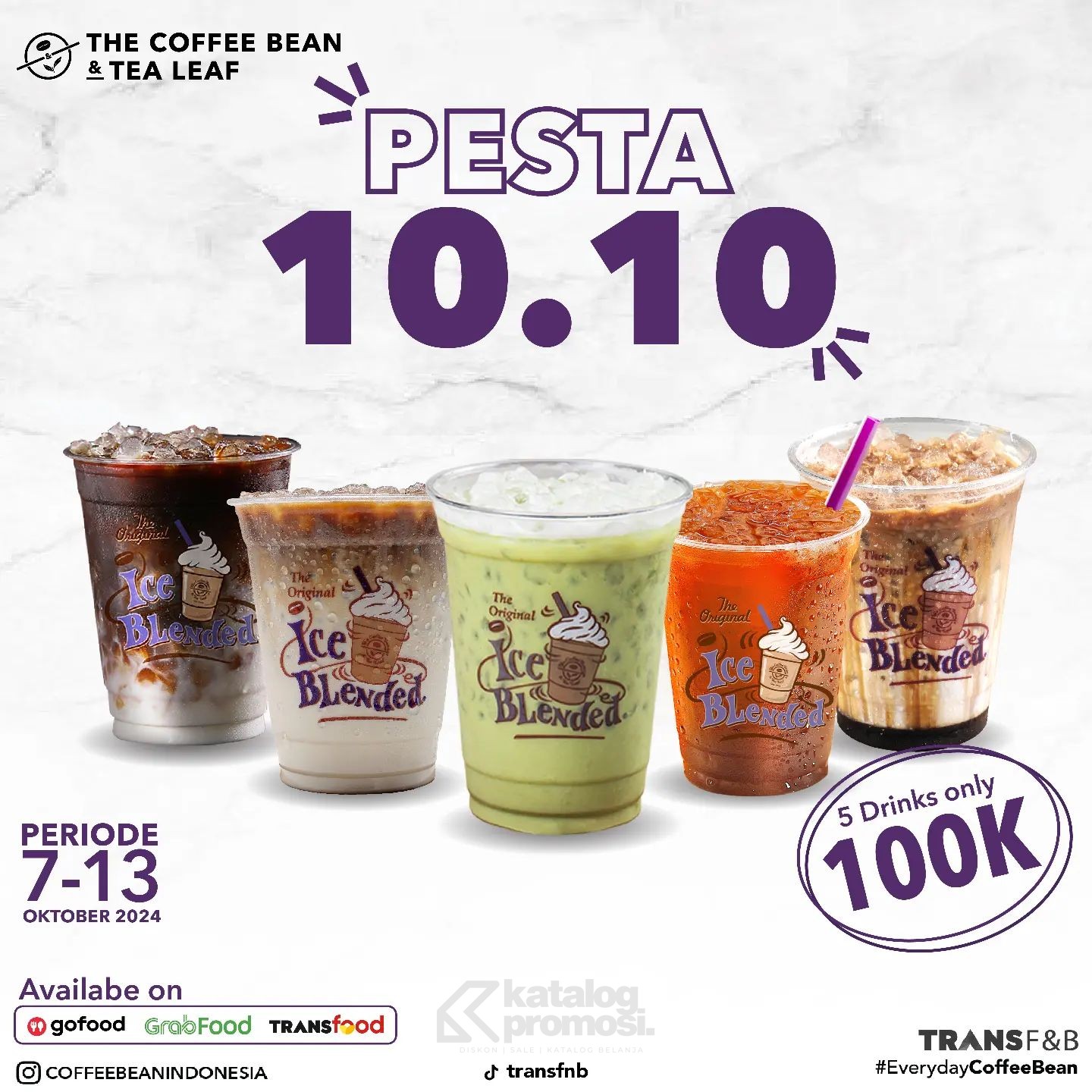 Promo The Coffee Bean Pesta 10.10 – 5 Minuman Favorit Cuma 100 Ribu*