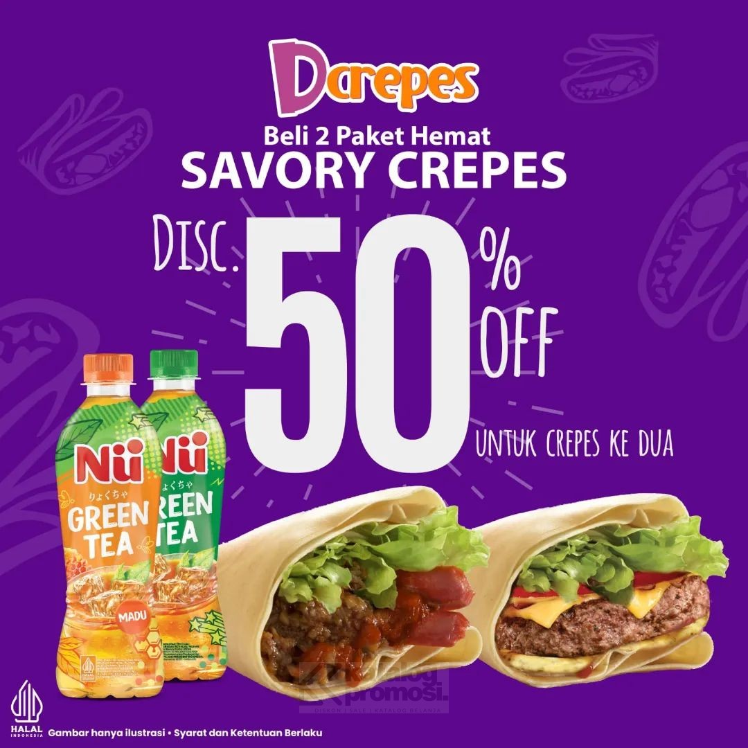 Promo DCREPES Beli 2 Paket Hemat SAVORY CREPES Diskon 50%*