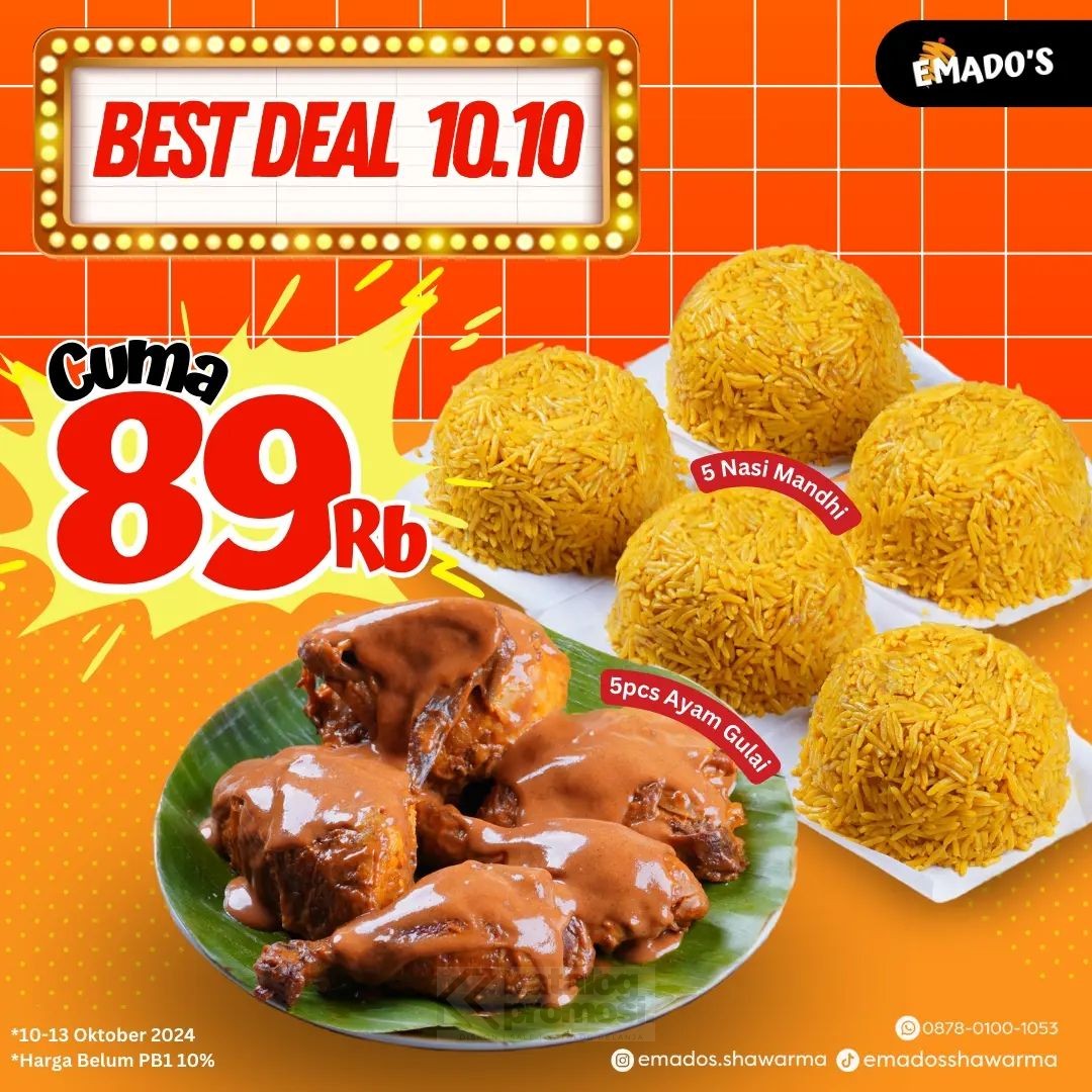 Promo Emado’s Shawarma Best Deal 10.10! Paket Spesial untuk Berlima cuma Rp. 89.000