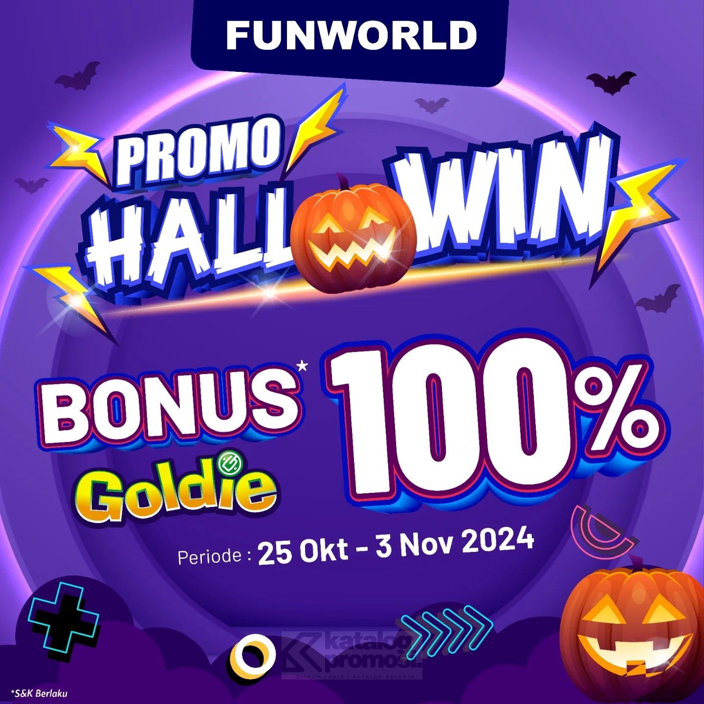 Promo FUNWORLD HALLOWIN – BONUS GOLDIE HINGGA 100%