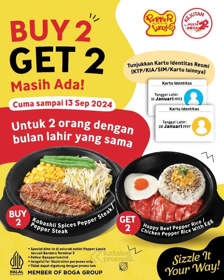 Promo 9.9 PEPPER LUNCH BELI 2 GRATIS 2 Khusus Buat Kamu yang Punya Bulan Lahir Sama