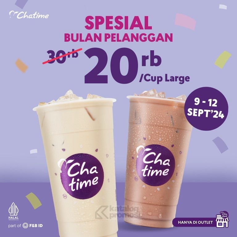 Promo 9.9 Chatime Beli Minuman Large cuma Rp. 20RIBU