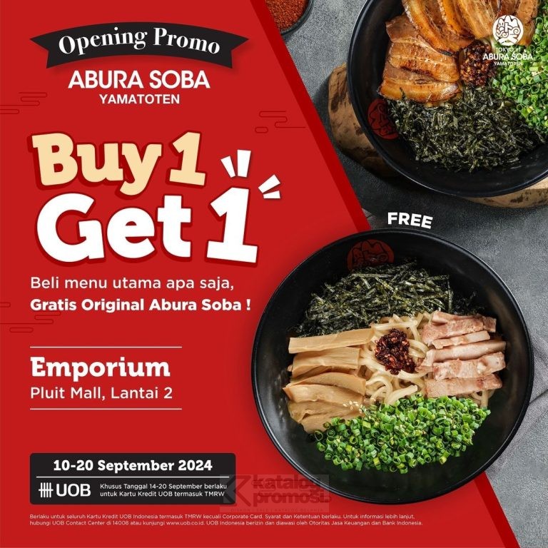 Promo Grand Opening Yamatoten Abura Soba BELI 1 GRATIS 1