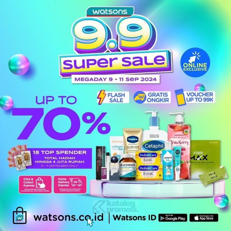 Watsons 9.9 Super Sale MEGADAY! Promo Flash Sale hingga Ekstra Voucher