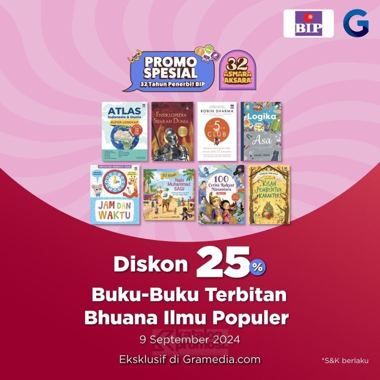 Promo Spesial HUT BIP 32 Tahun di Gramedia.com DISKON 25%