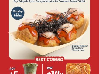 Promo Gindaco Tako Set Go beli 6 pcs takoyaki dapat harga spesial minuman dan Taiyaki