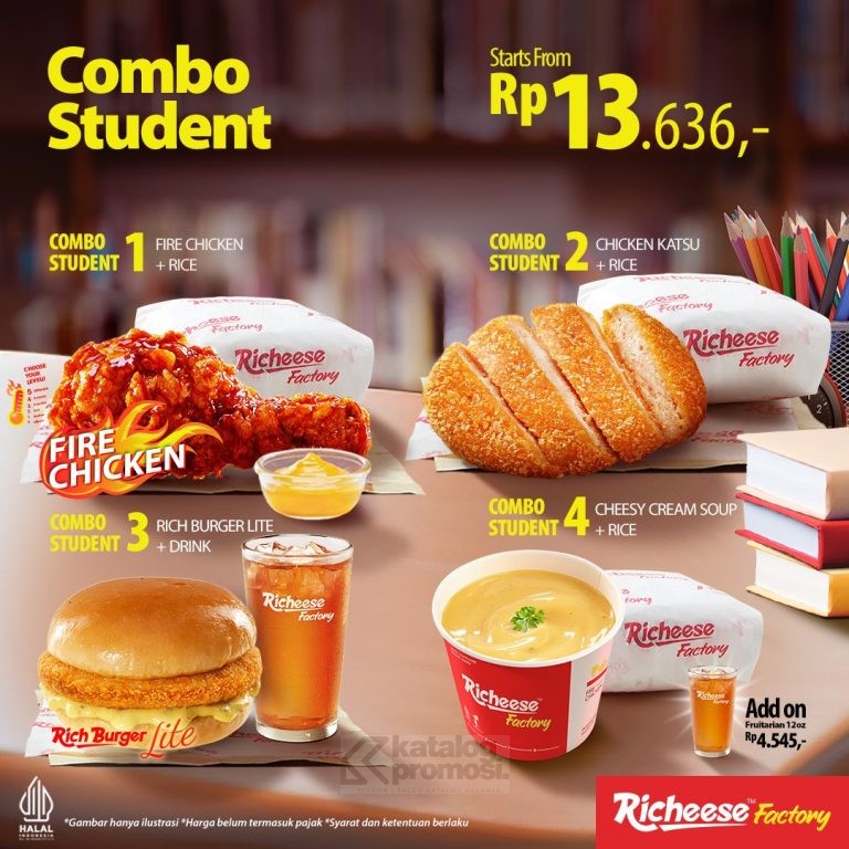 Promo RICHEESE FACTORY COMBO STUDENT mulai dari Rp. 13.636,-