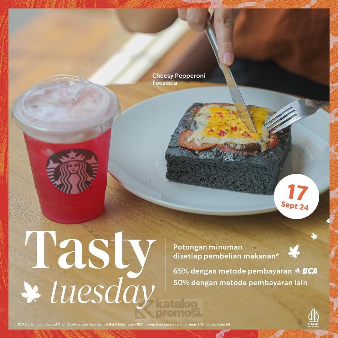 STARBUCKS Promo TASTY TUESDAY - DISKON 50% untuk Minuman setiap pembelian Makanan Favorit