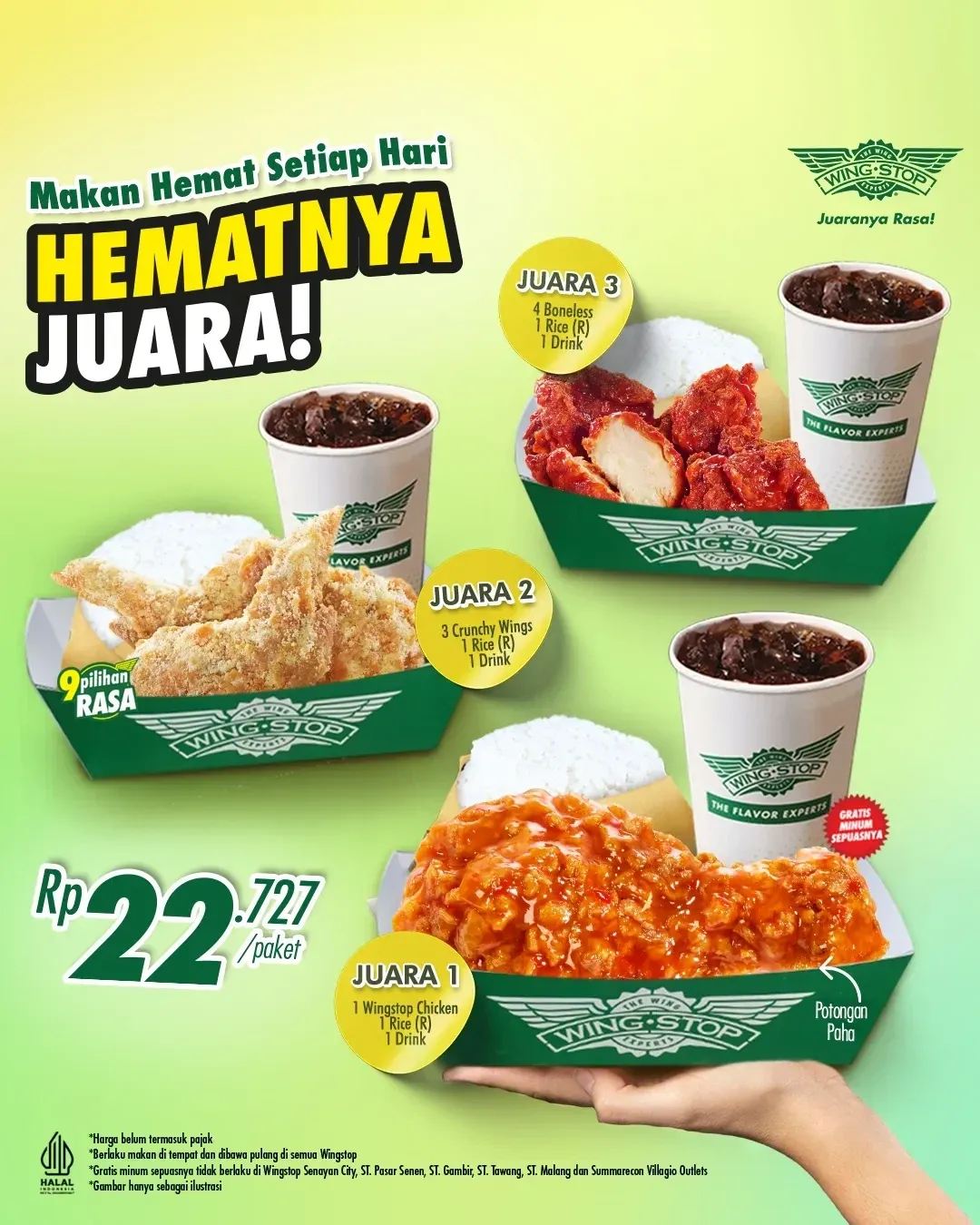 Promo WINGSTOP MENU HEMATNYA JUARA! cuma Rp. 22RIBUAN