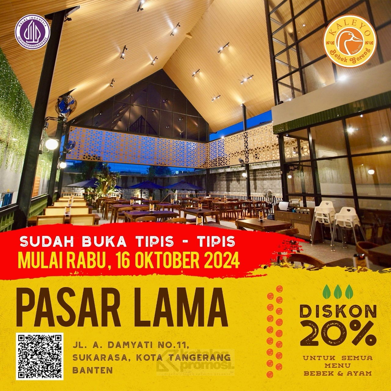 Promo Soft Opening Bebek Kaleyo Pasar Lama Tangerang! Diskon 20% Menu Bebek & Ayam