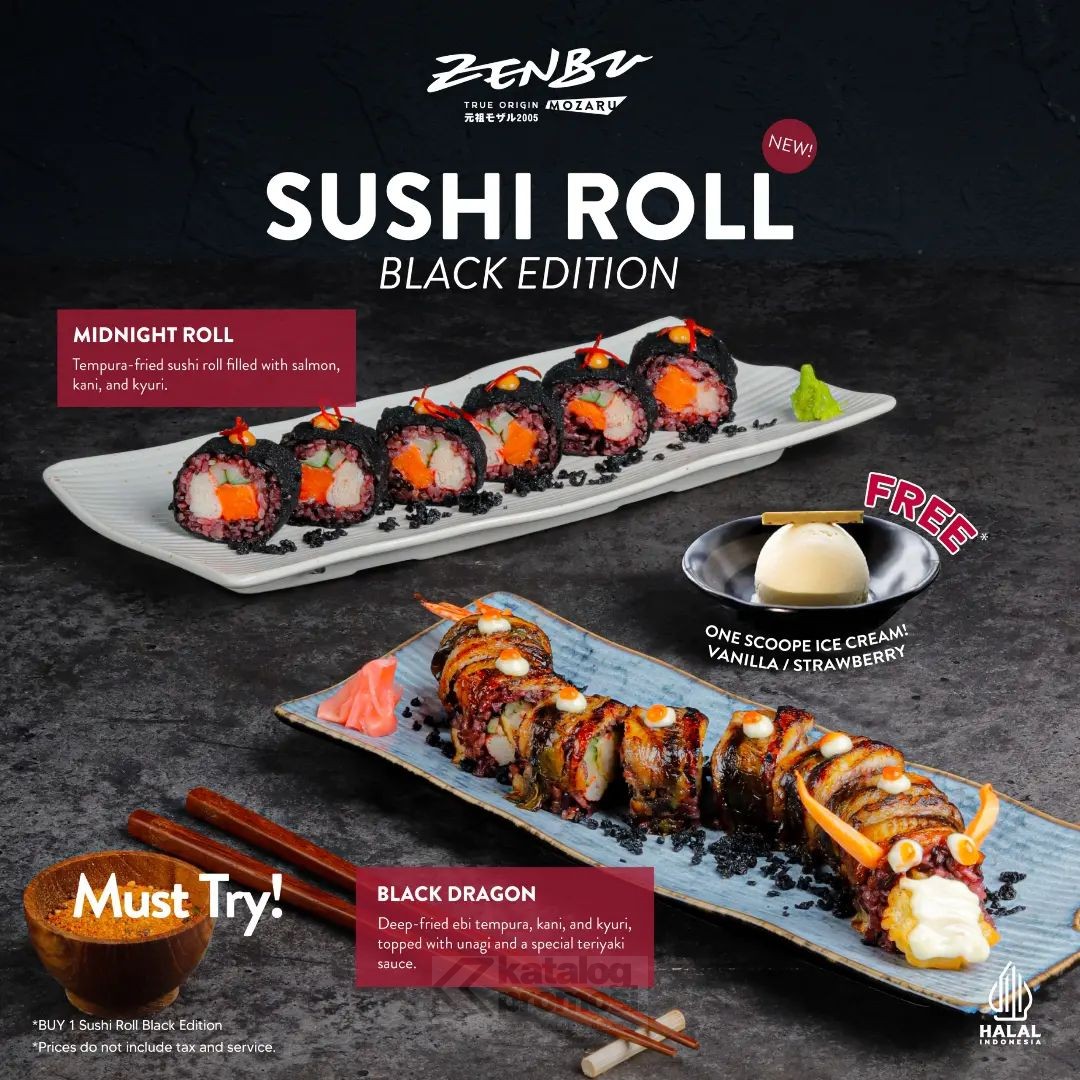 Promo Zenbu Sushi Roll Black Edition Dapatkan Gratis Es Krim!