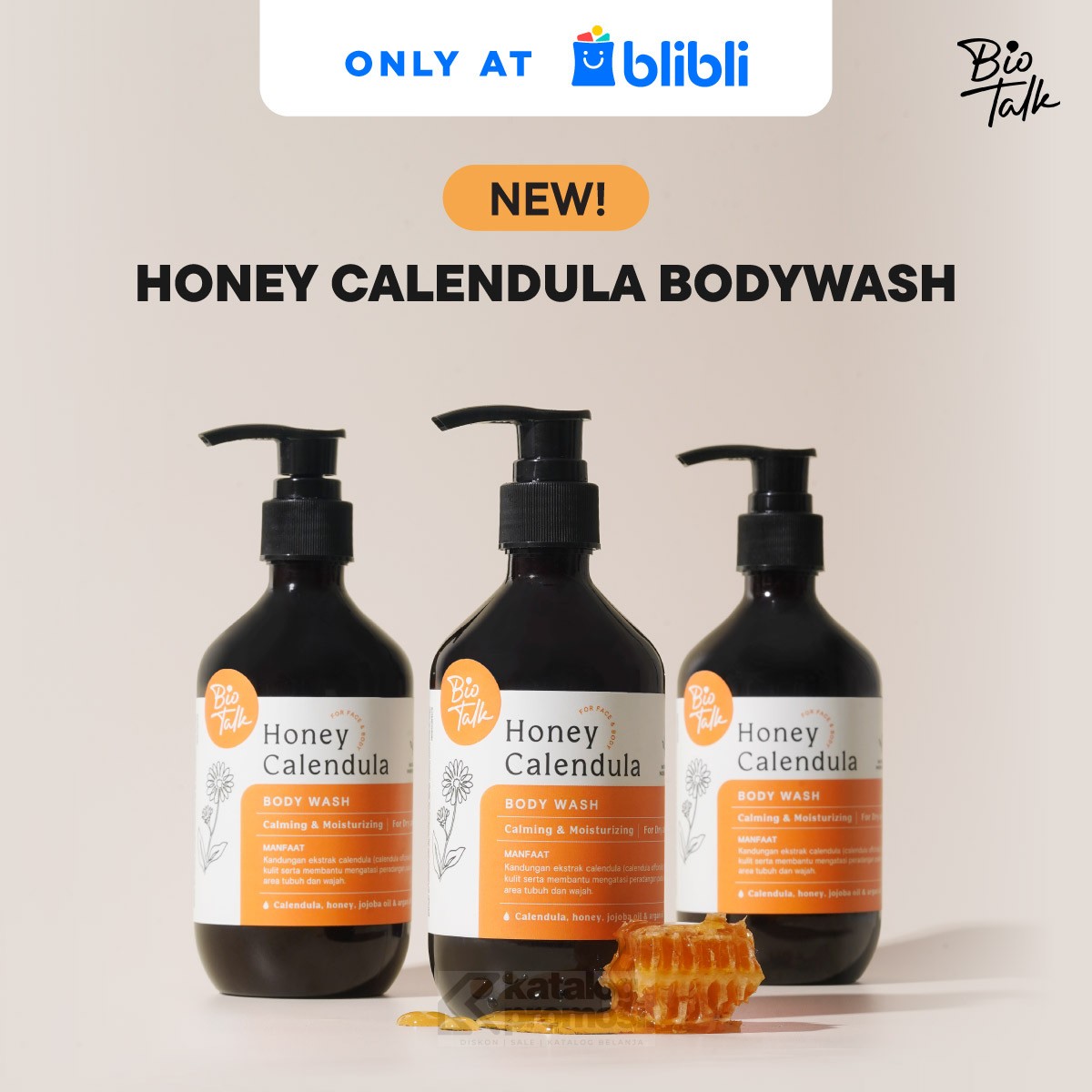 BARU! Biotalk Honey Calendula Body Wash kini tersedia di Blibli Harga Promo