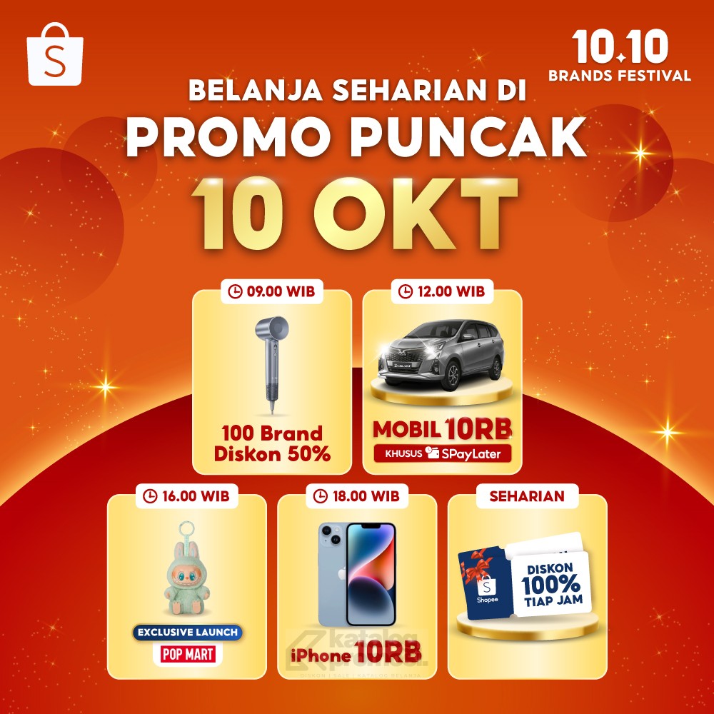 HARI INI! Promo Puncak Shopee 10.10 Brands Festival VOUCHER DISKON TIAP JAM! 