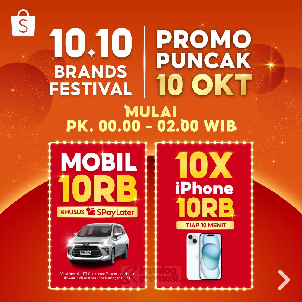 PROMO PUNCAK 10 OKT Shopee 10.10 Brands Festival dapatkan Diskon hingga Voucher Spesial!