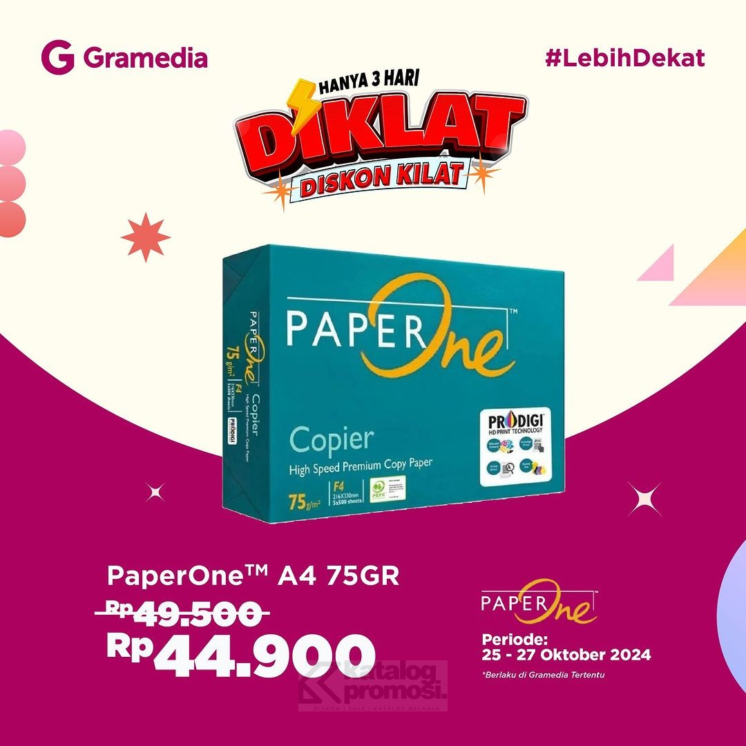 PaperOne A4 75GR Diskon Kilat di Gramedia HANYA 3 HARI!