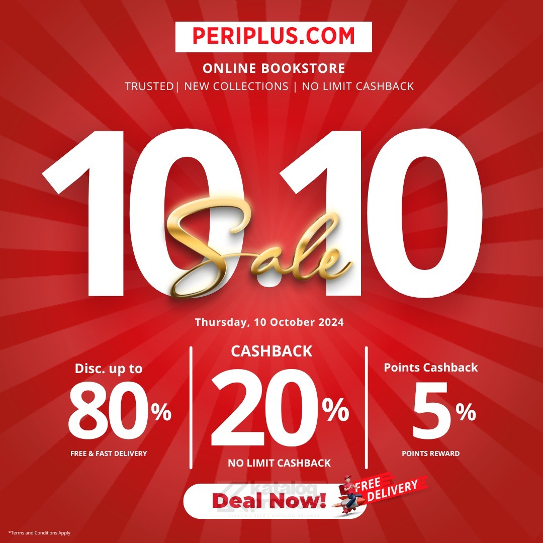 Periplus 10.10 Sale dapatkan Cashback 20% Tanpa Batas untuk Buku-Buku Pilihan