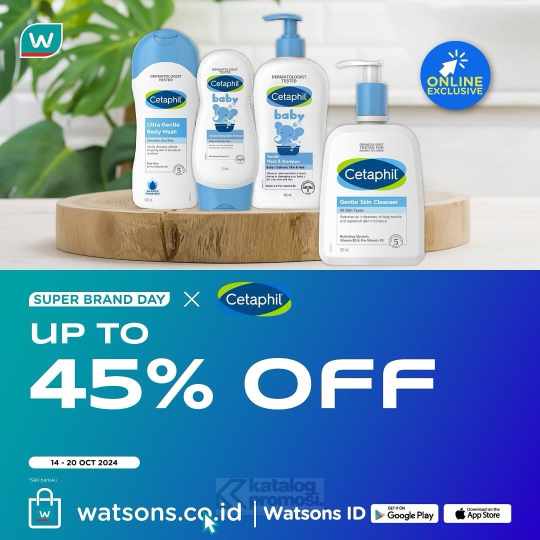 Promo Cetaphil di Watsons Super Brand Day Diskon hingga 45%