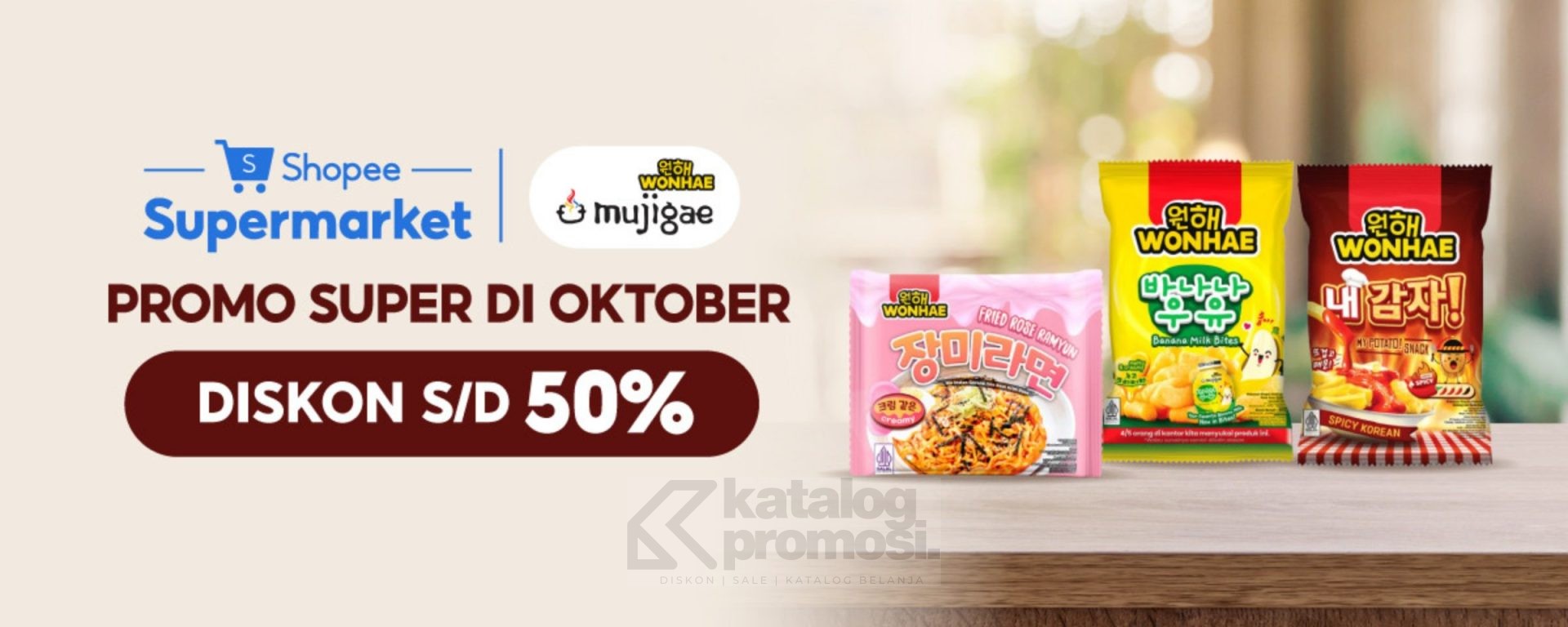 Promo Mujigae dan Wonhae di Shopee Supermarket Diskon hingga 50%